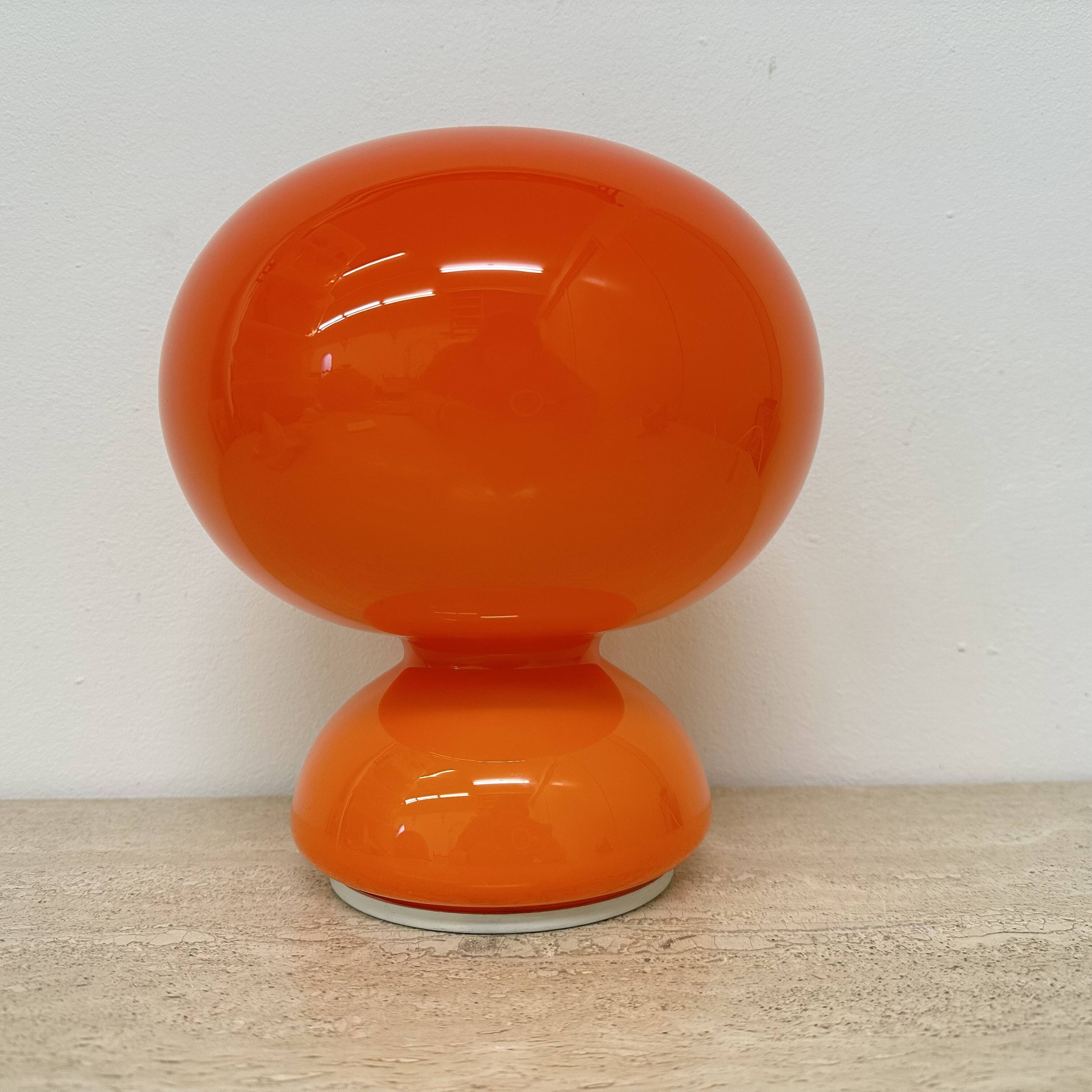 Space age orange glass table lamp , 1970s