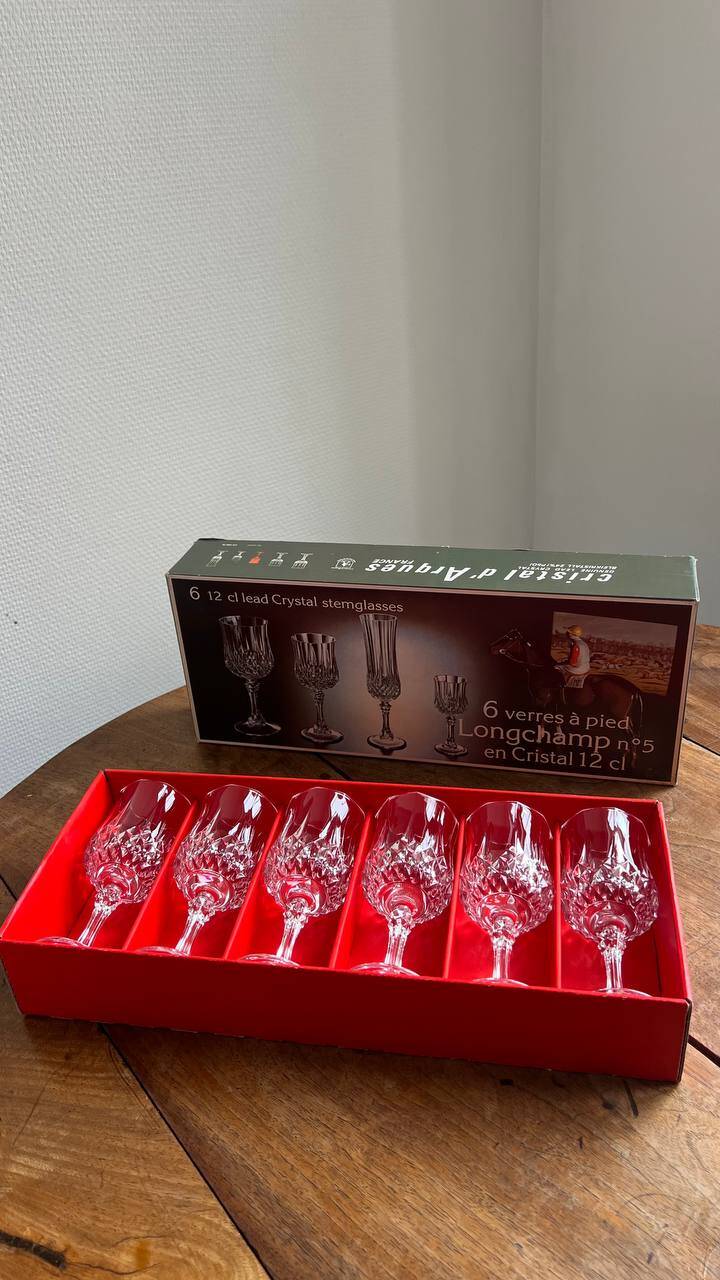 Cristal d’Arques Longchamp – Set de 6 verres à pied n 5 – Vintage 24% PbO