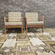 Pair of vintage scandinavian armchairs 1970 scottish fabric