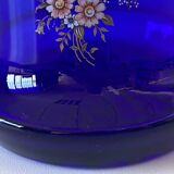 Atypique Gros Vase Photophore Verre Épais Bleu Cobalt Décoratif Carafe