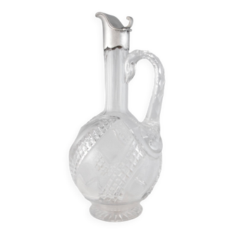 Baccarat - cut crystal ewer carafe mounted in solid silver