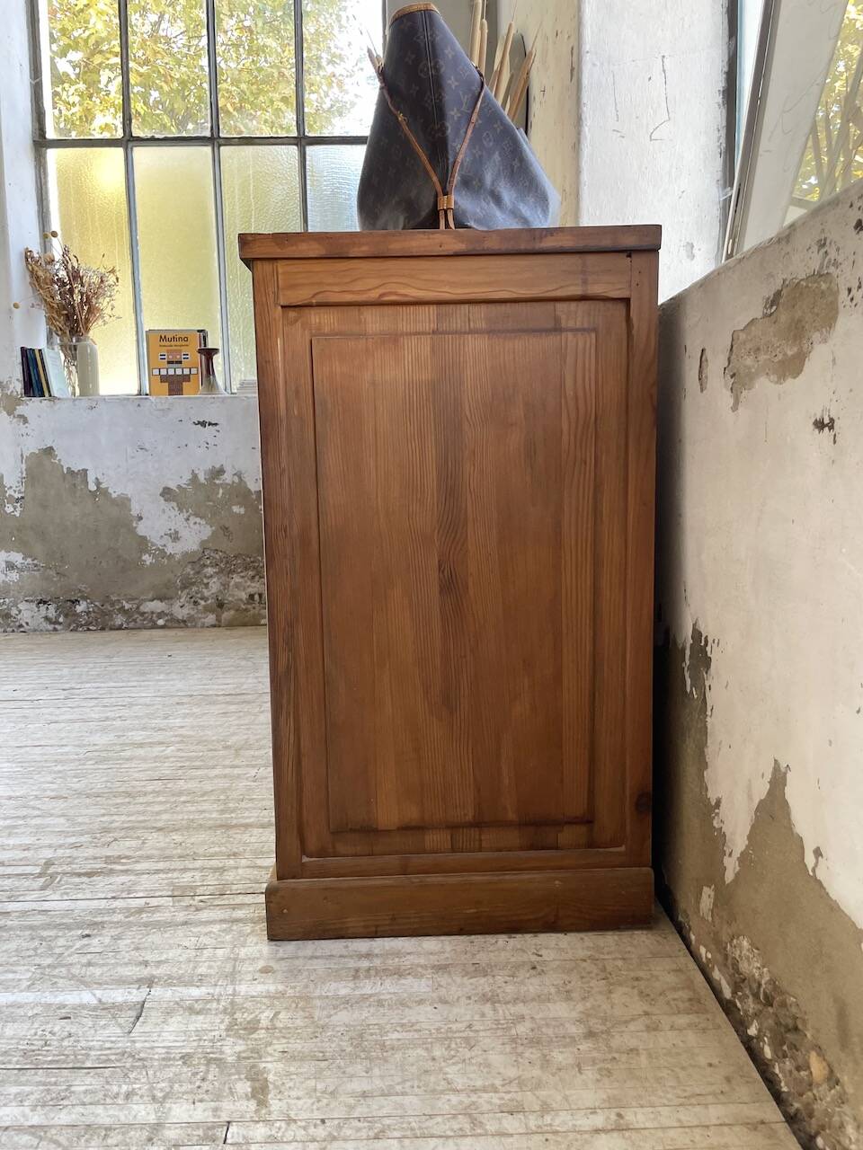 50s pitch pine haberdashery cabinet