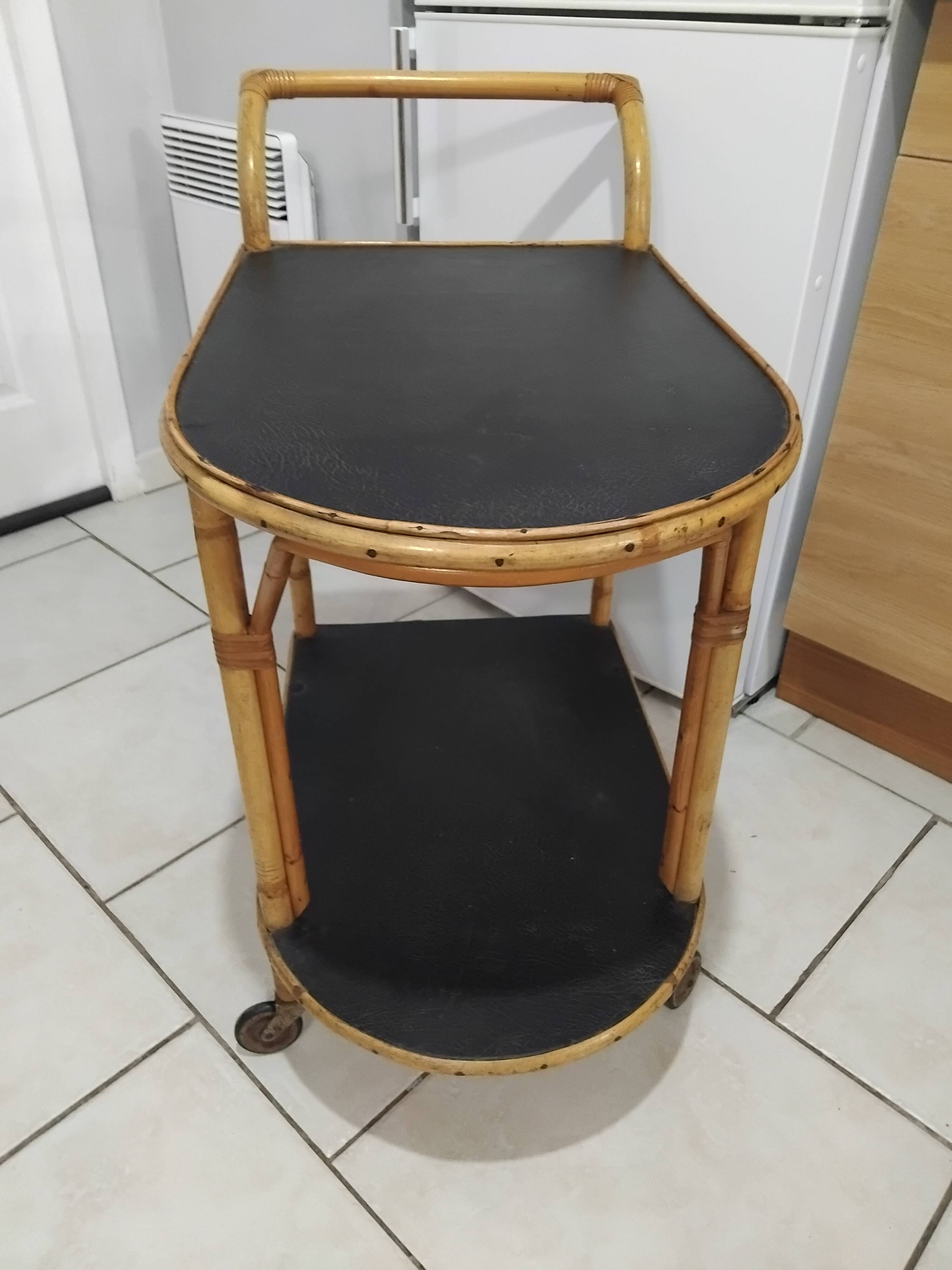 Vintage rattan serving trolley