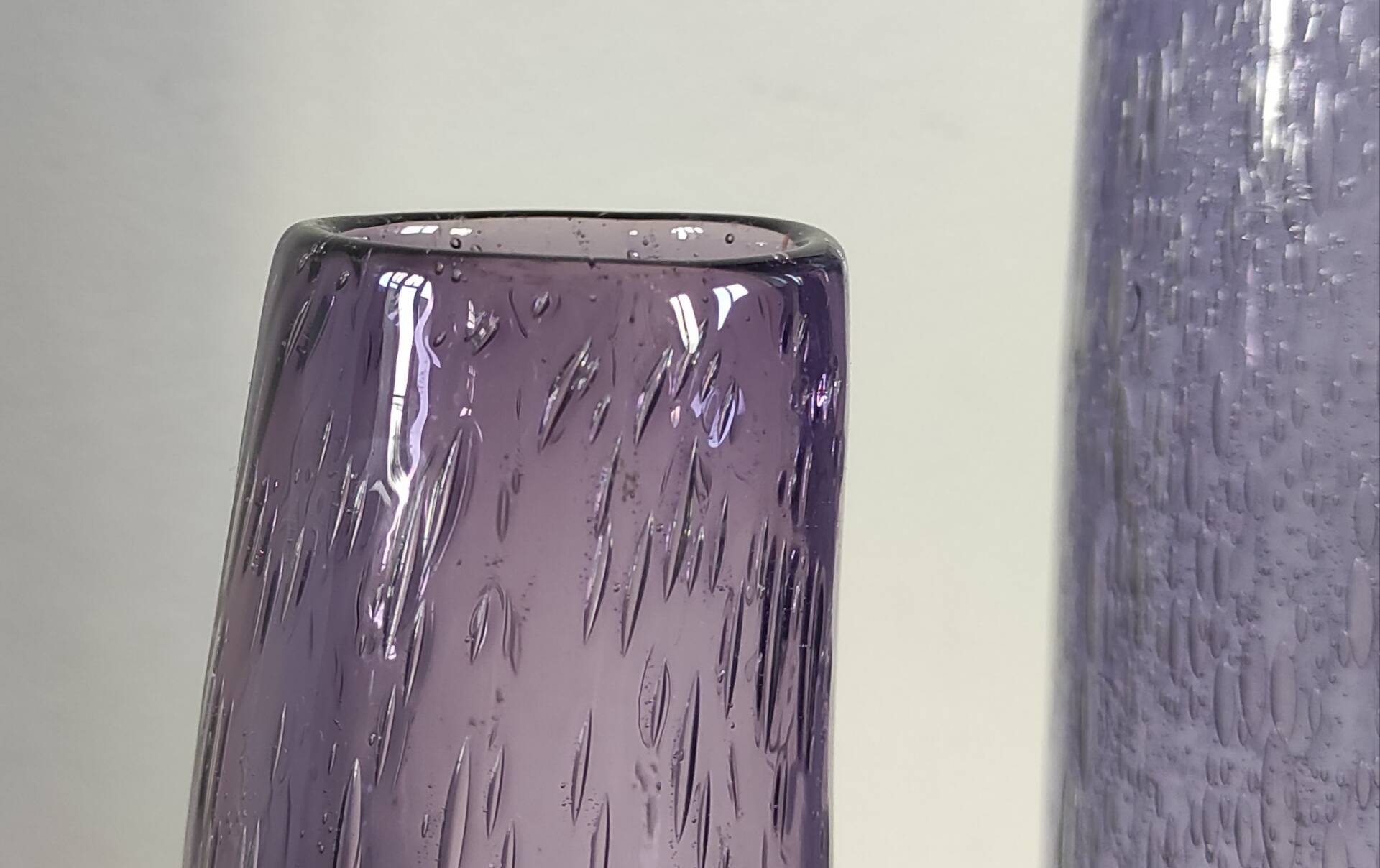 Duo of bubble glass flower vases