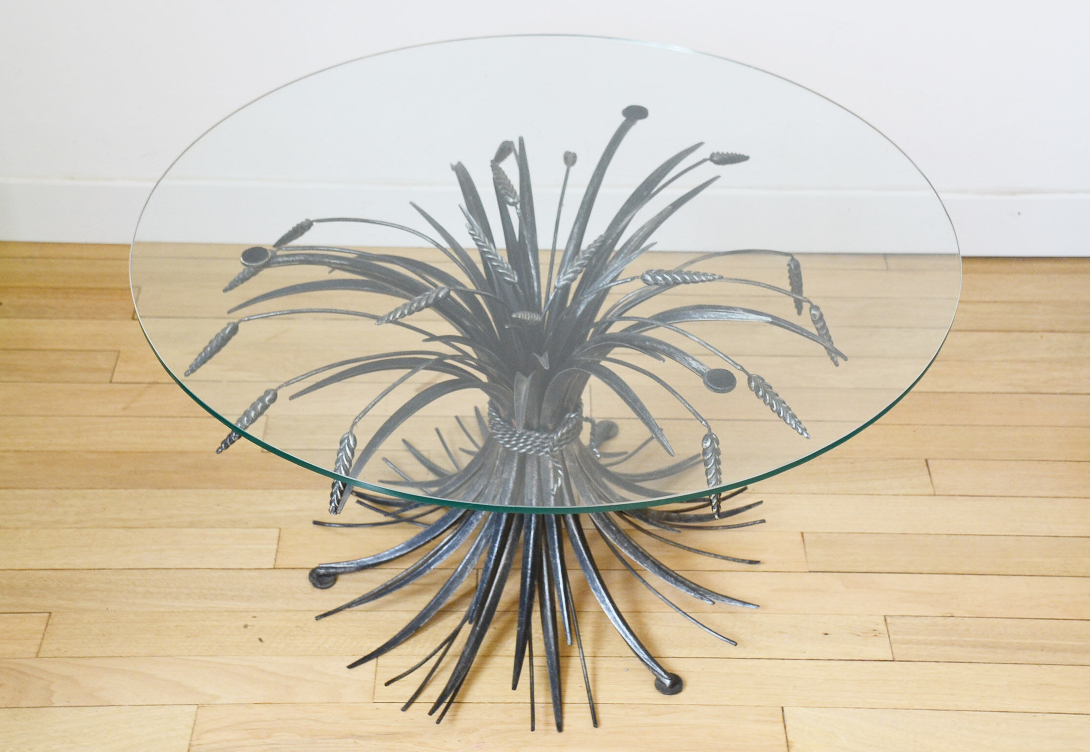 Table basse Coco Chanel gerbes de blé années 70