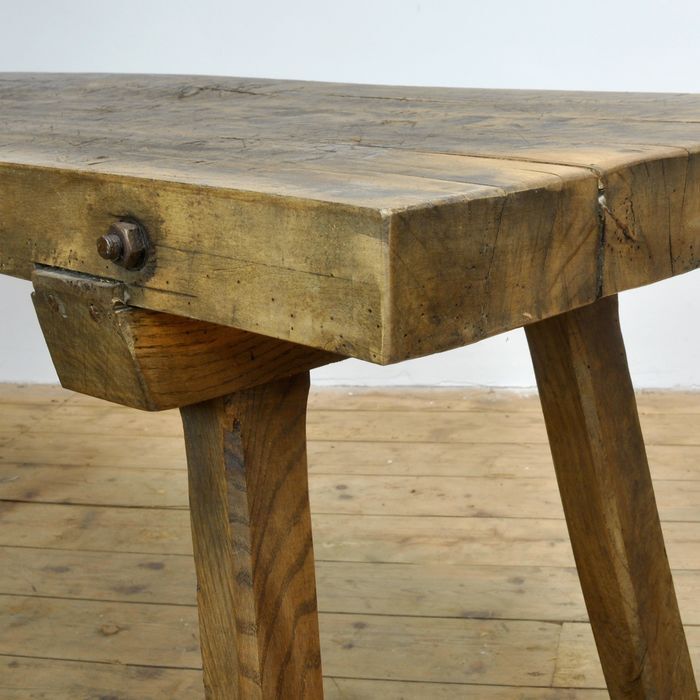 Solid oak farm table, raw art 1930s