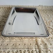 Plat rectangulaire, bannette en métal argenté
