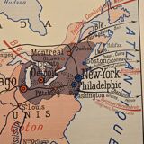 Carte de géographie ancienne / carte d'école Amérique du Sud Amérique du No
