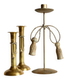 Vintage Knot Candle Holders Brass Metal