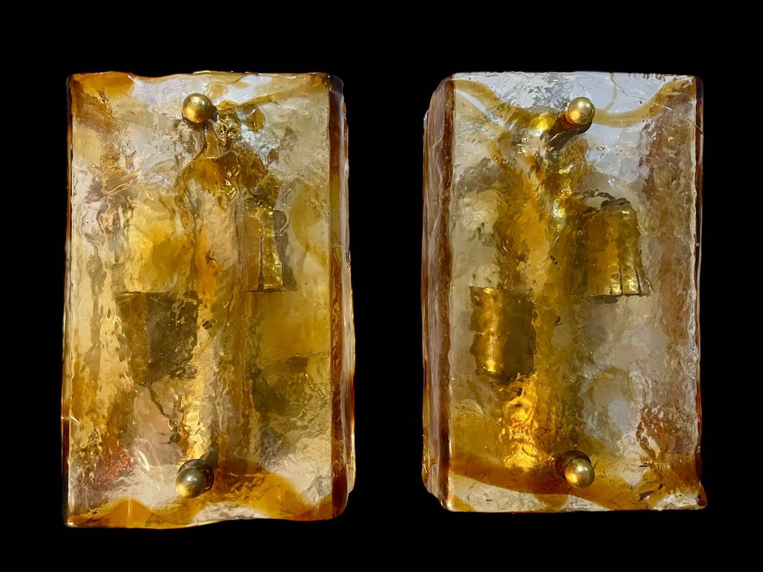 Mazzega two-tone glass wall sconces, Italy 1970