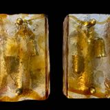 Mazzega two-tone glass wall sconces, Italy 1970