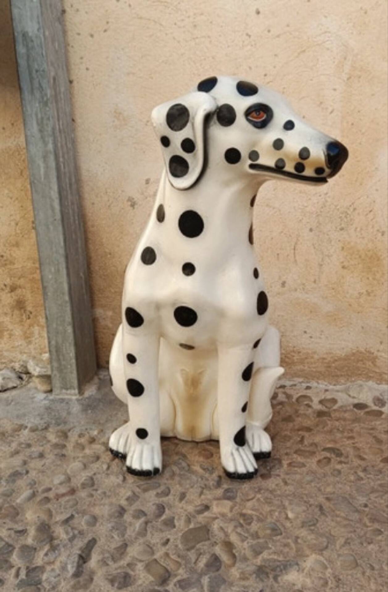 Glazed ceramic statue of a Dalmatian dog – Italy, circa 1970