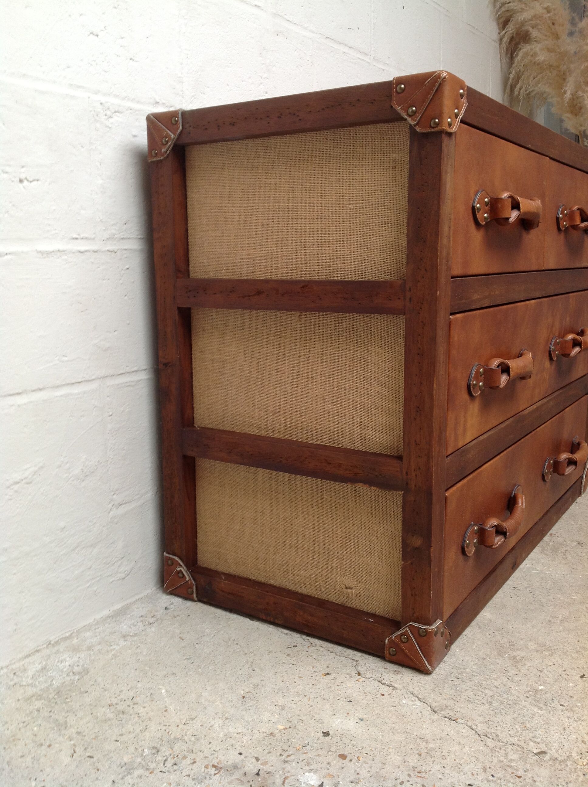 Wooden and leather dresser