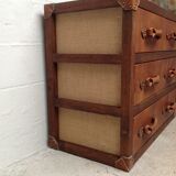 Commode  bois et cuir
