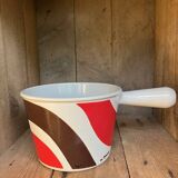 Vintage Le Creuset enameled cast iron fondue pot from the 1970s