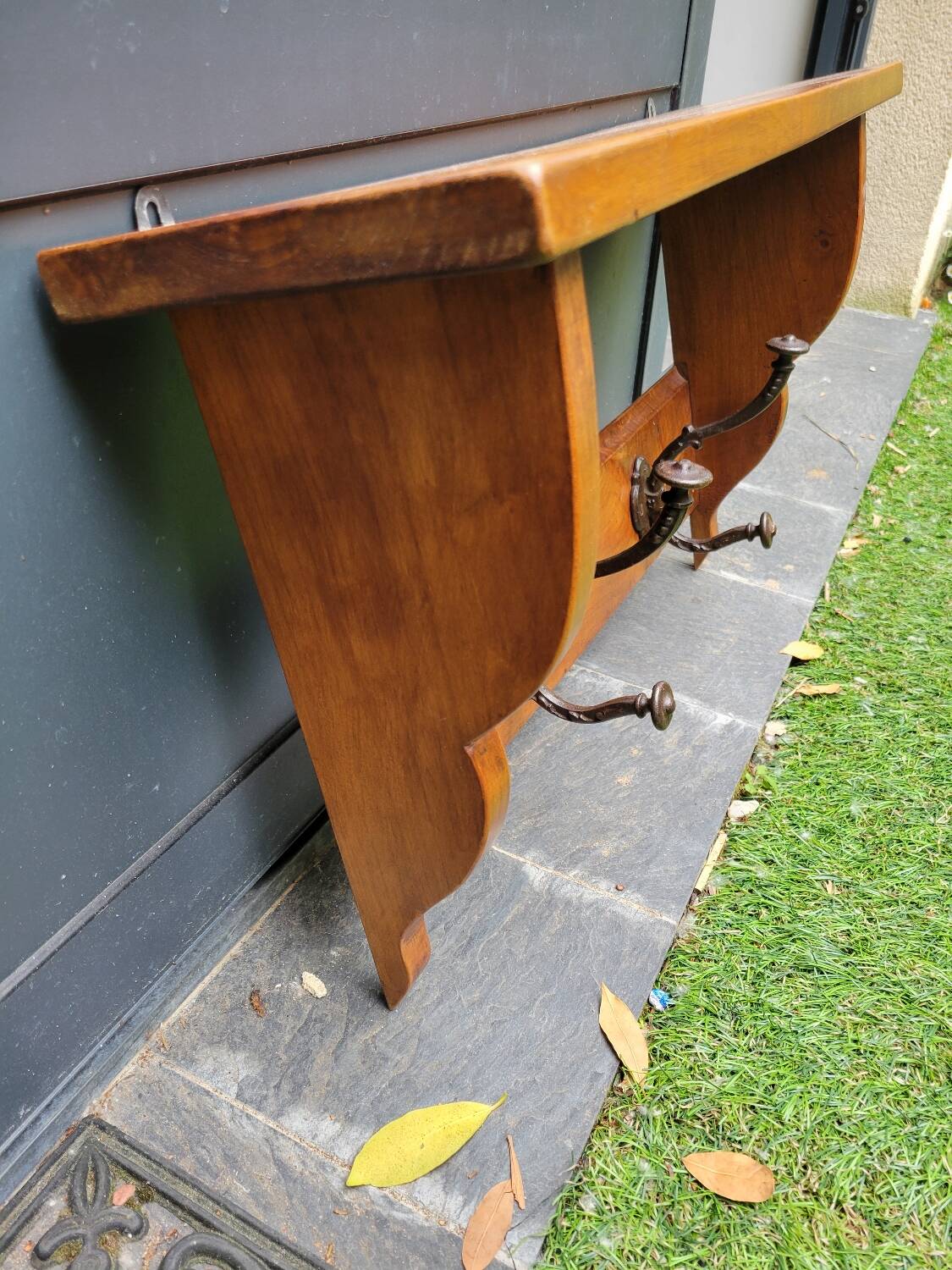 Walnut coat rack and hat rack