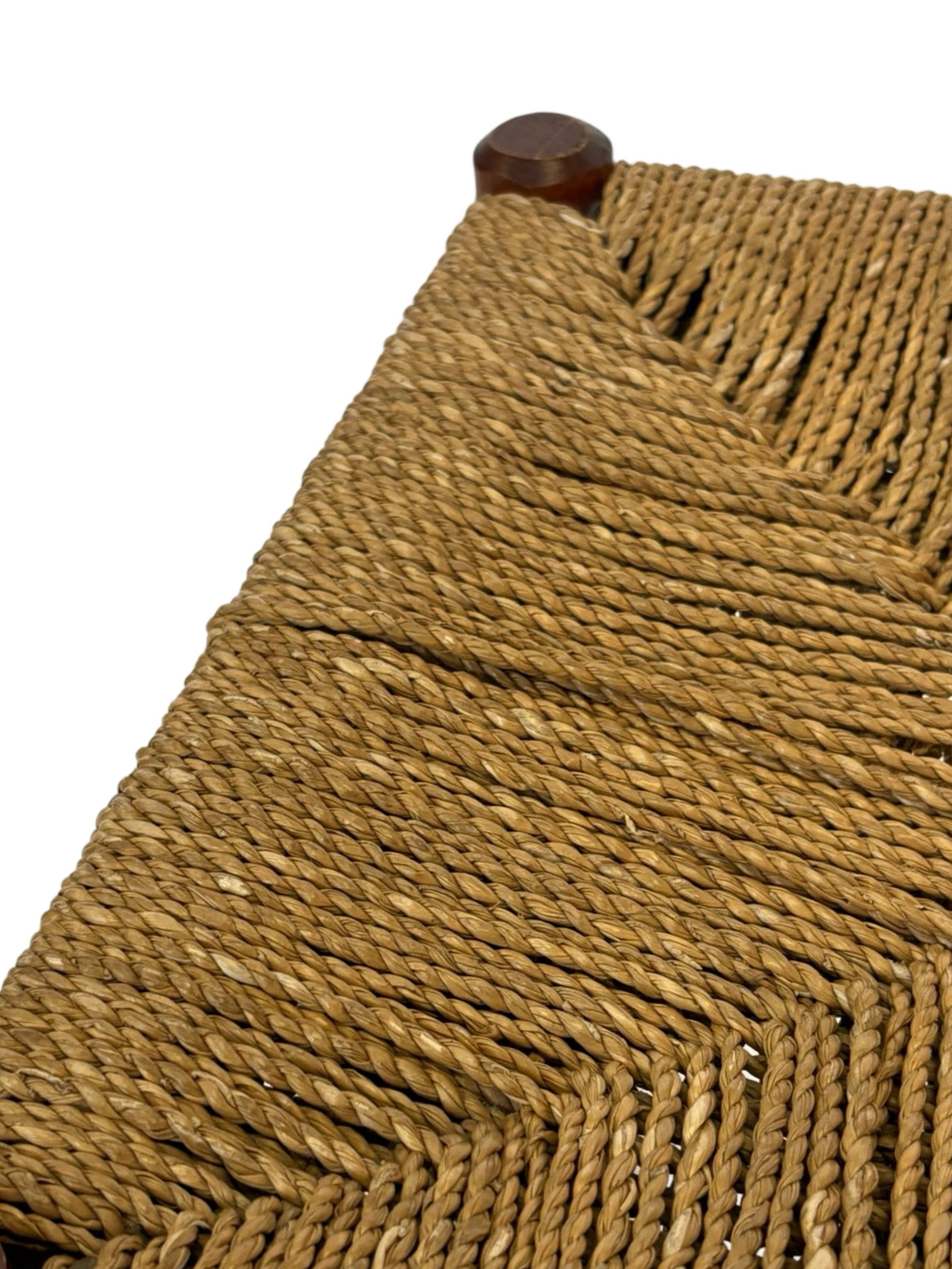 Vintage Stool Danish Papercord Rope Stool Mid Century Ottoman