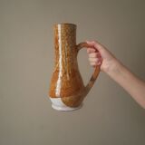 Vase with vintage ceramic handle, handcrafted, old pitcher, country decoration