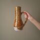 Vase with vintage ceramic handle, handcrafted, old pitcher, country decoration