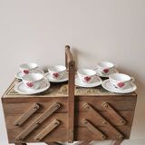 Badonviller retro mugs, red rose
