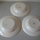 Set of 3 old Digoin Marsac soup plates in vintage retro kitchen earthenware
