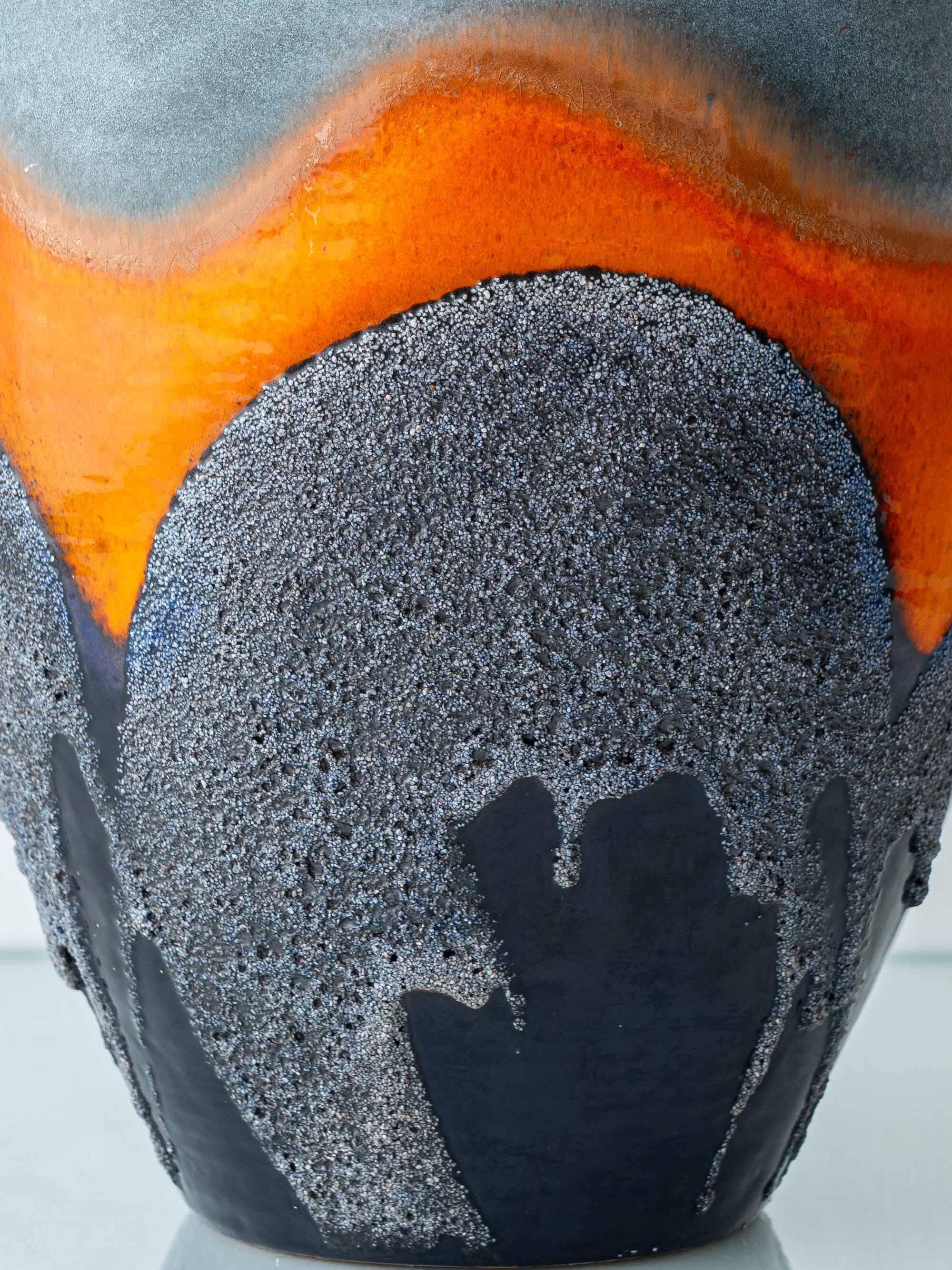 XXL Mid-Century Modern grey and orange ceramic table lamp Carstens Tönnieshof