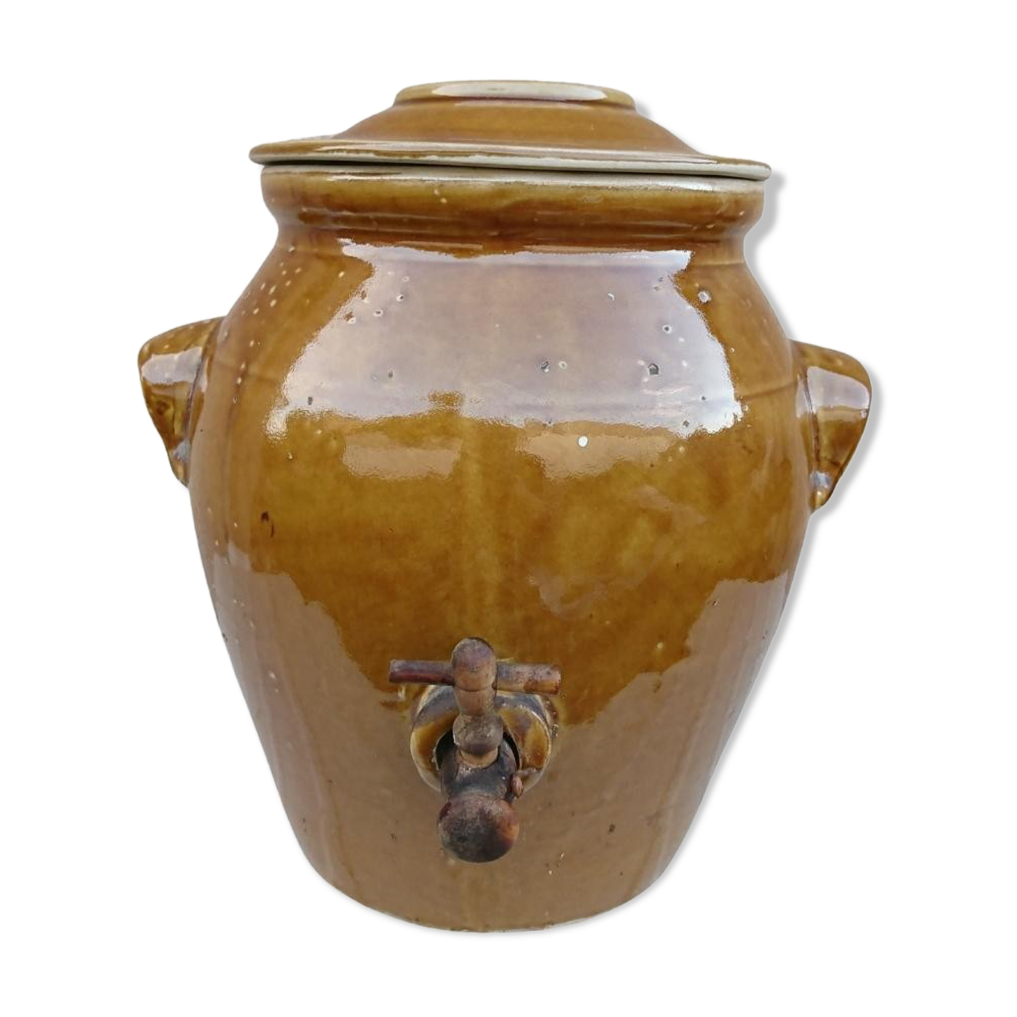 8L wine pot in vintage enamelled stoneware