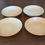 Set of 4 CNP village stoneware skullcap plates