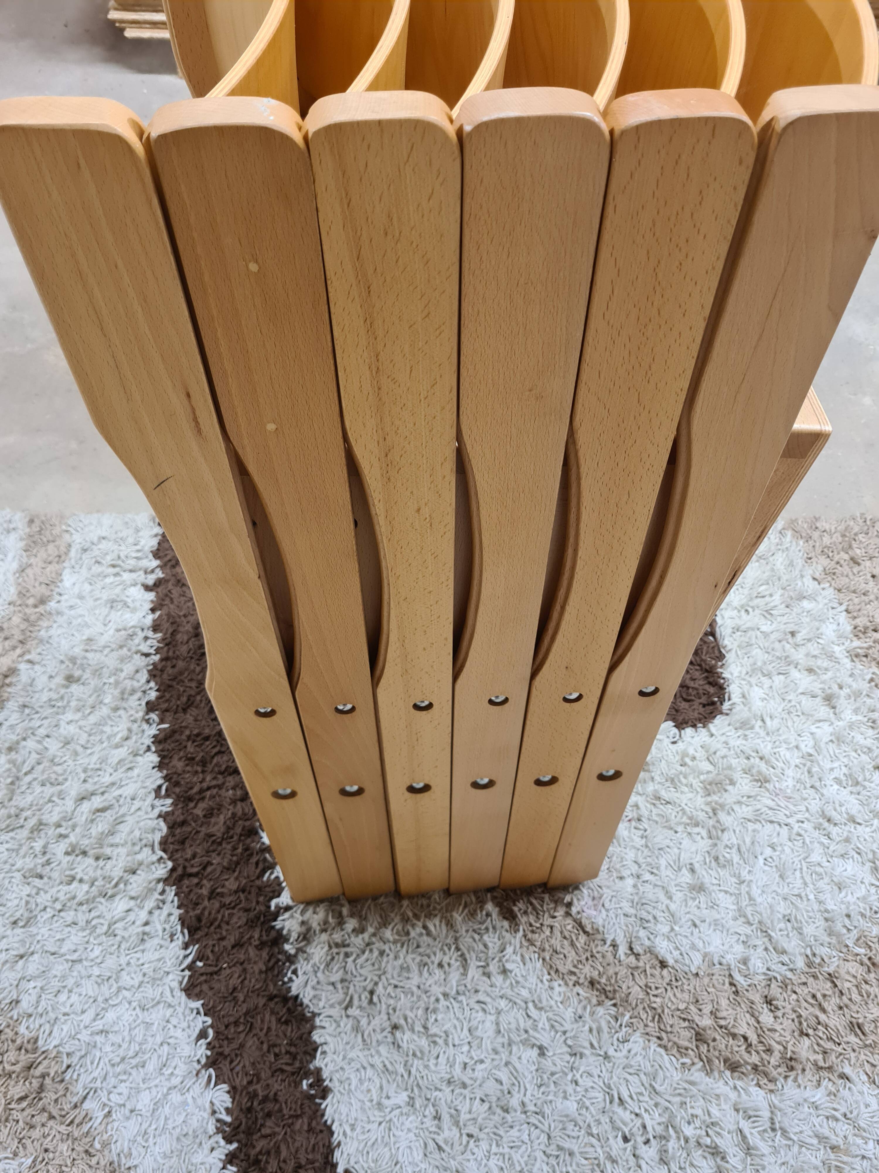 Set of 6 folding chairs blond wood