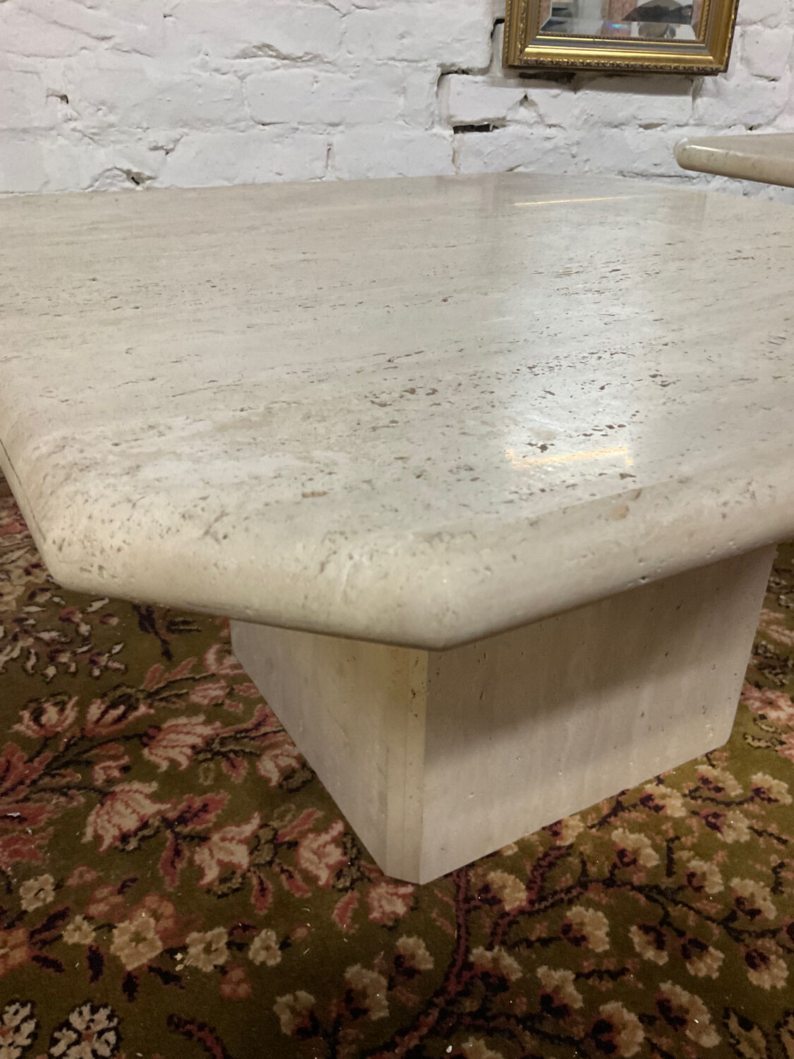 Vintage travertine coffee table in the 70s
