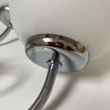 Pair of chrome and opaline metal wall lamps