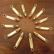 Box of 12 knife holders in silver metal, shape of canrds, 60s