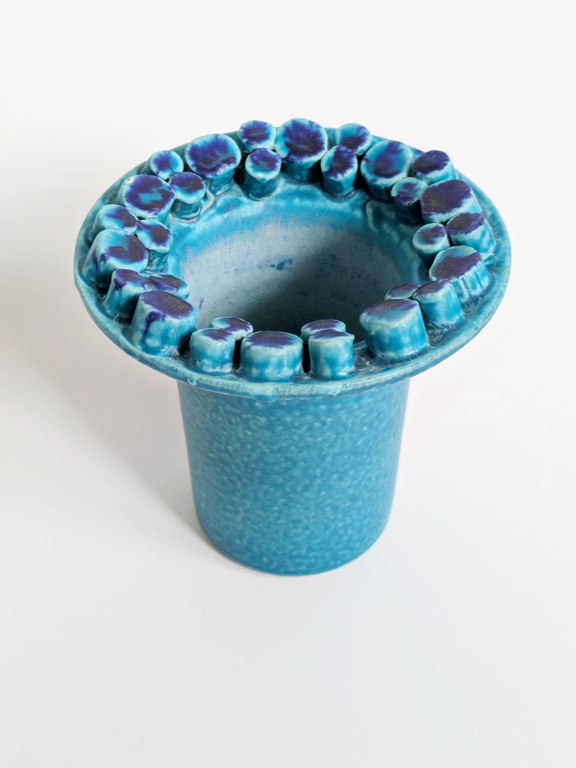 Vintage Ceralux vase by Ceramano, Hans Welling, turquoise blue, 1960s
