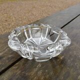 Old round ashtray/empty pocket thick transparent glass, 70s