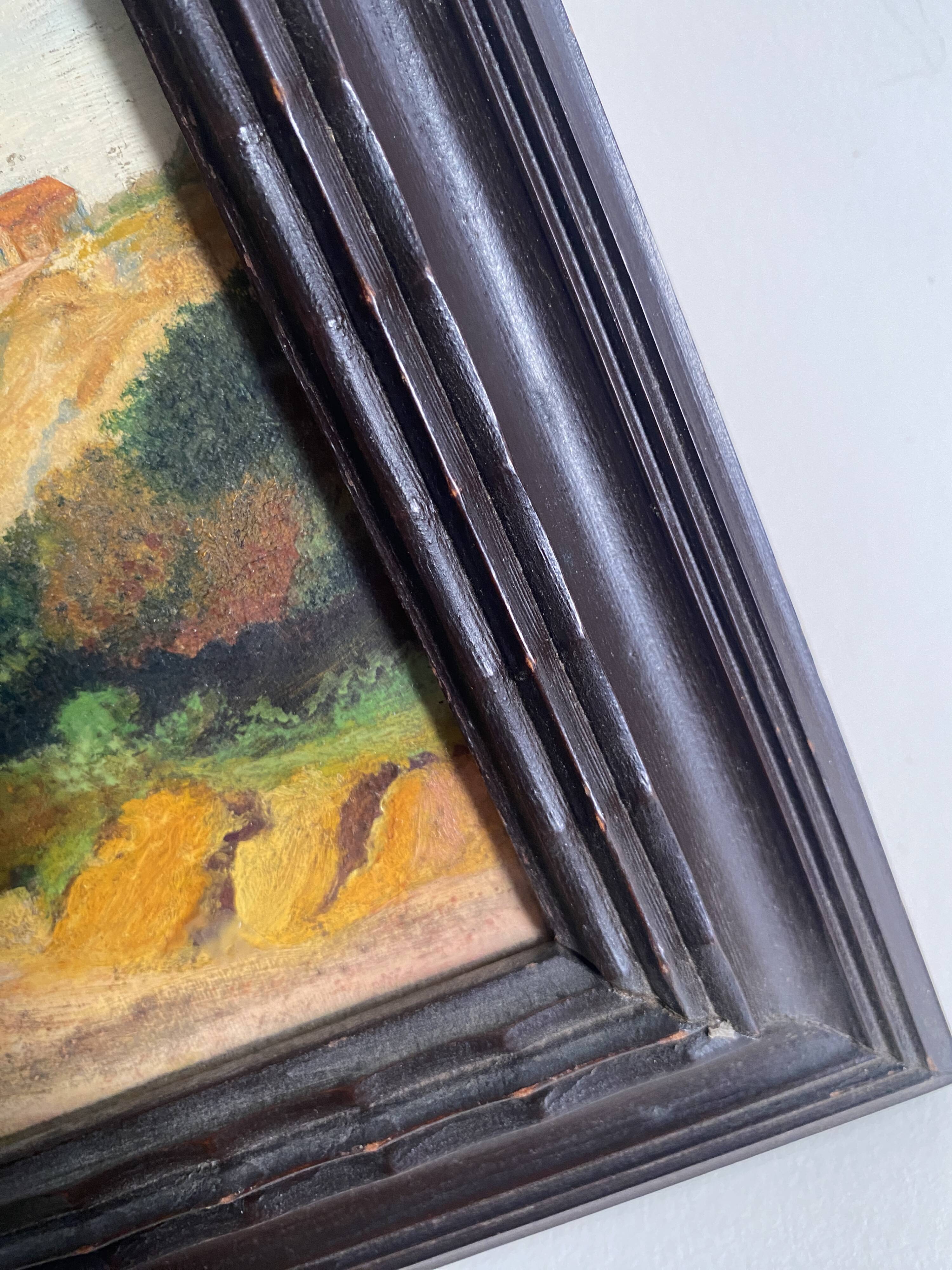 Oil, glazed wooden frame