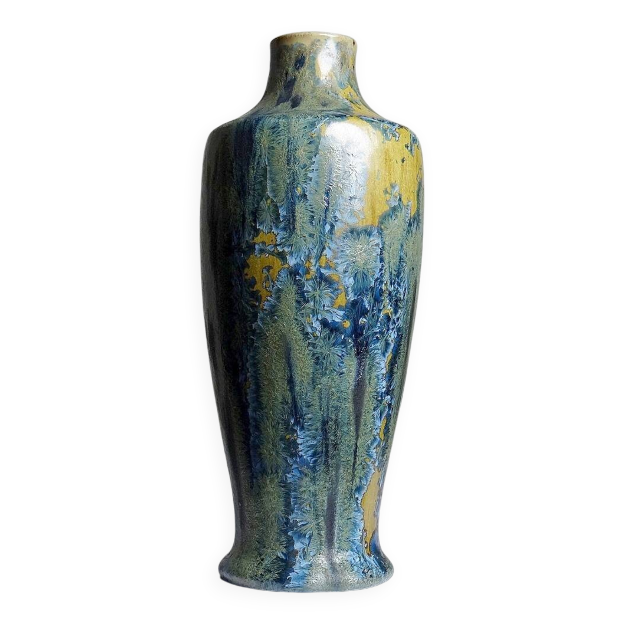 Rare small antique vase Alfred Renoleau stoneware crystalline