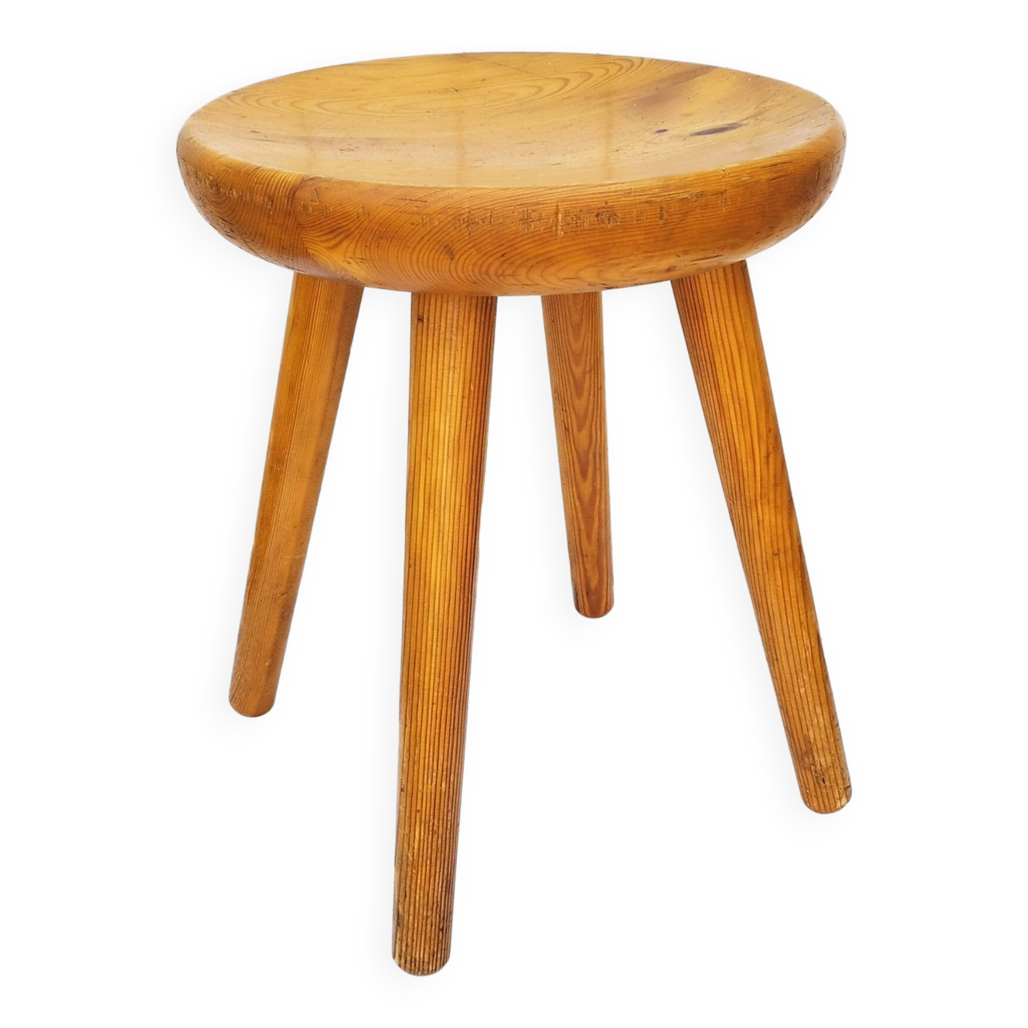 Large vintage folk art curved seat stool