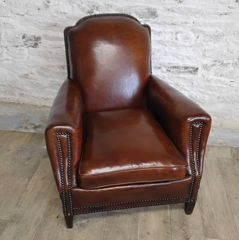 Studded club armchair