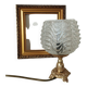 Golden metal foot lamp, twisted glass, vintage