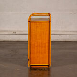 Small storage unit in cane and wood.