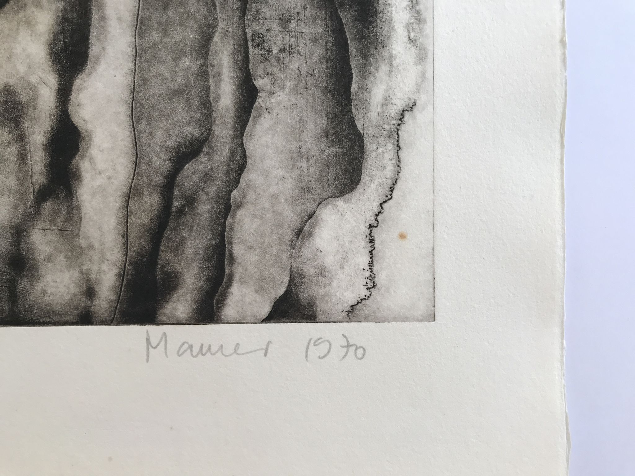 Gravure en noir sur velin fort signée de mamer, sans titre, 1970