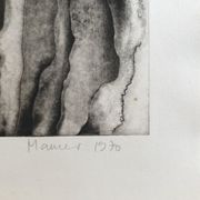 Gravure en noir sur velin fort signée de mamer, sans titre, 1970