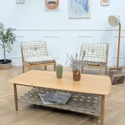 Table basse d'occasion en chêne à double plateau