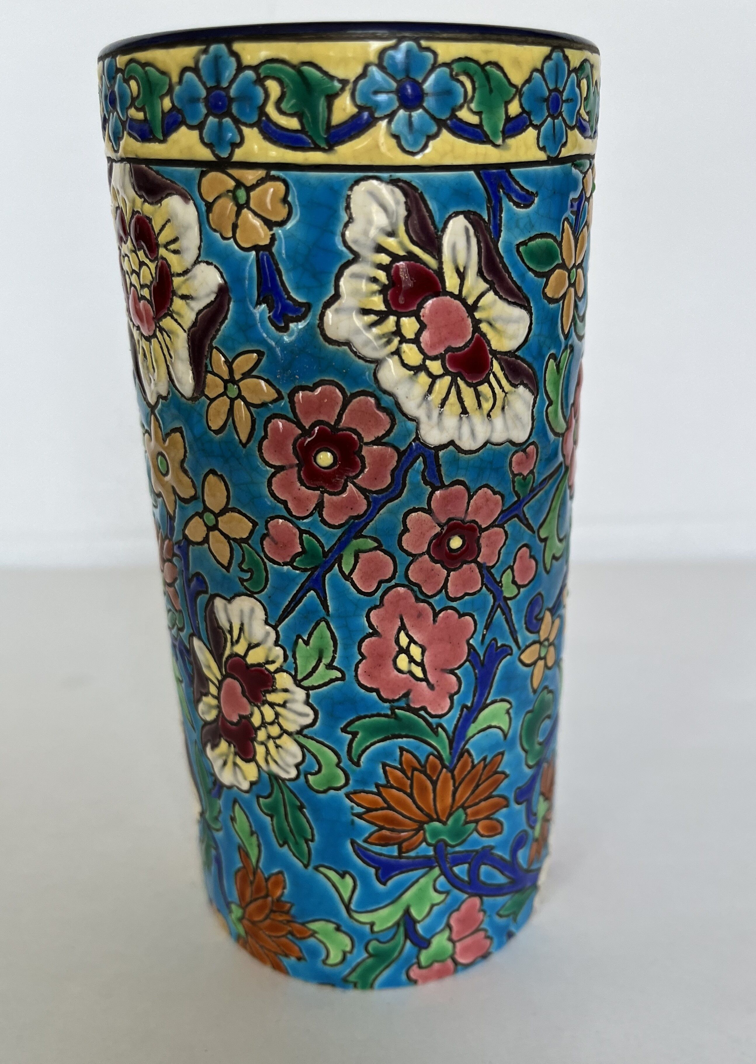 Vase rouleau en émaux de Longwy