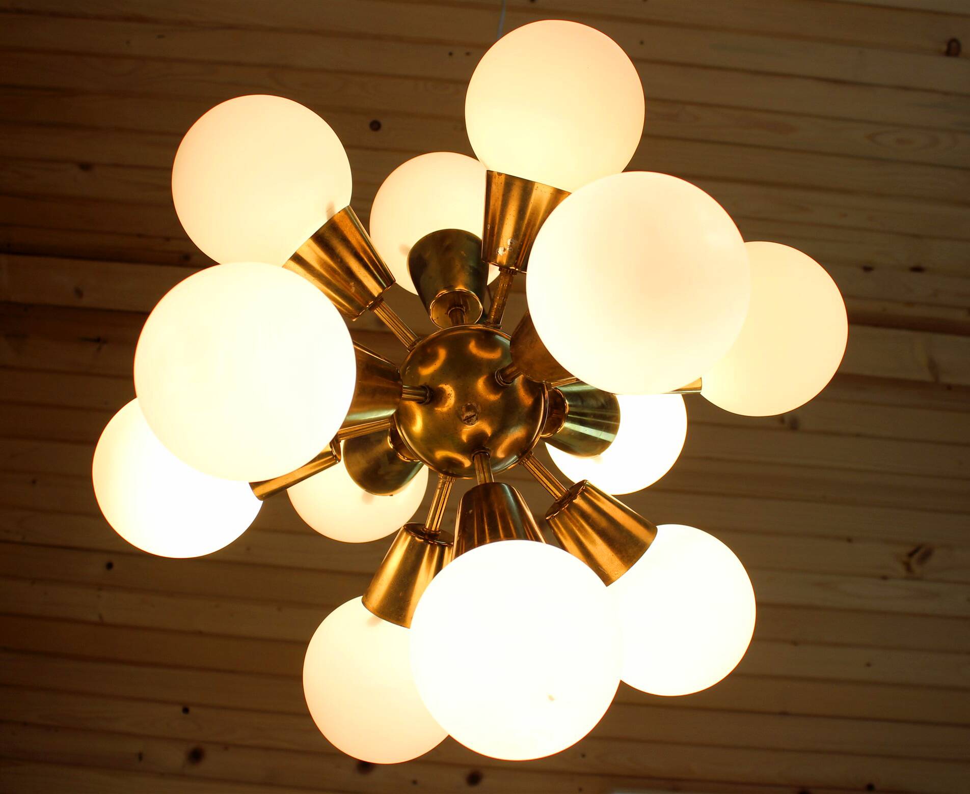 Lustre Spoutnik Mid-Century de Kamenický Šenov, 1970s