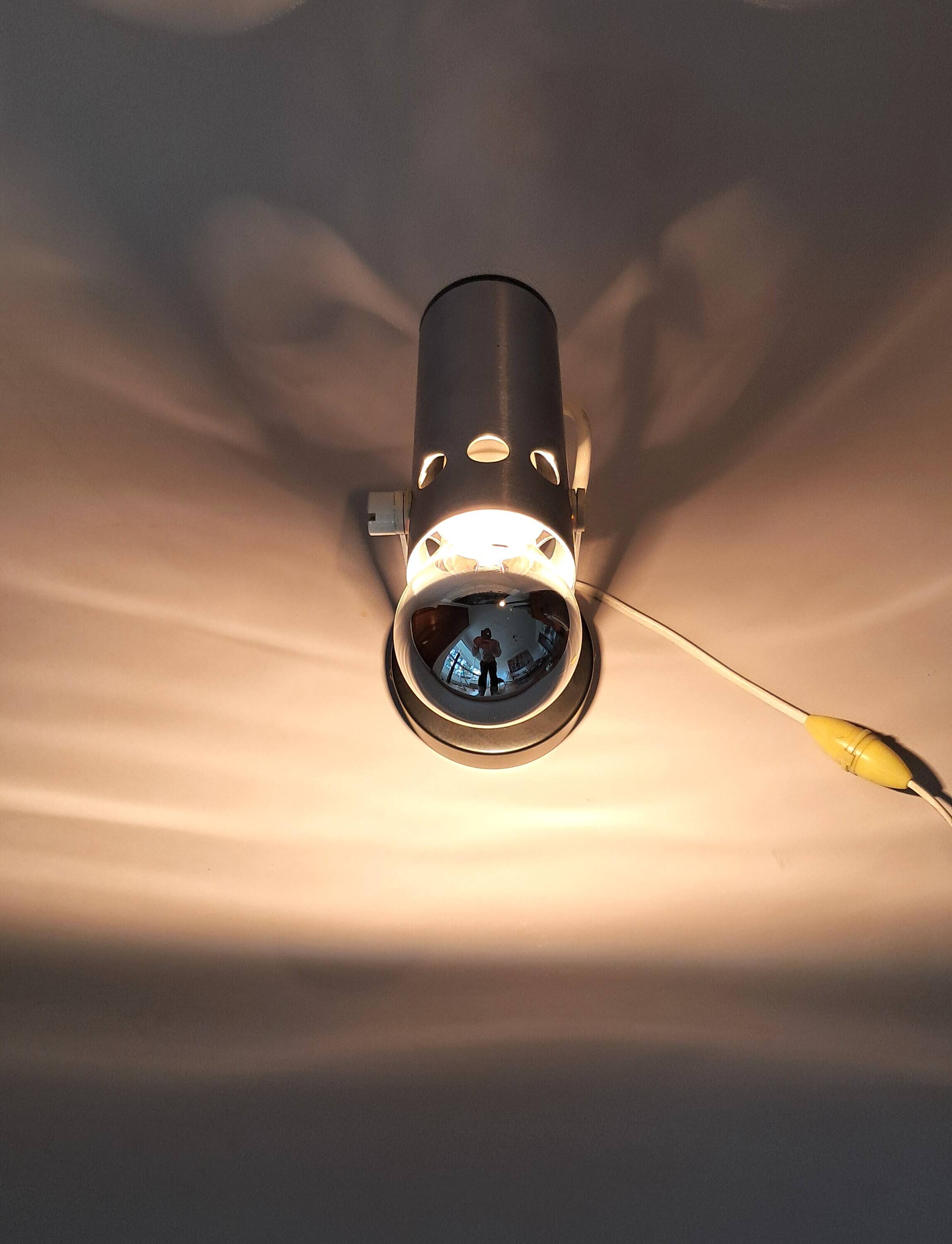 Modernist adjustable wall light in brushed aluminium, 1970s Vintage.