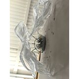 Lot of 2 Transparent and White “Fiamma” Murano Glass Wall Sconces