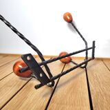 Vintage wall coat rack 4 wooden hooks