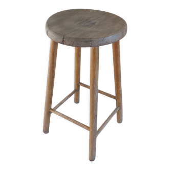 Vintage stool in patinated natural wood