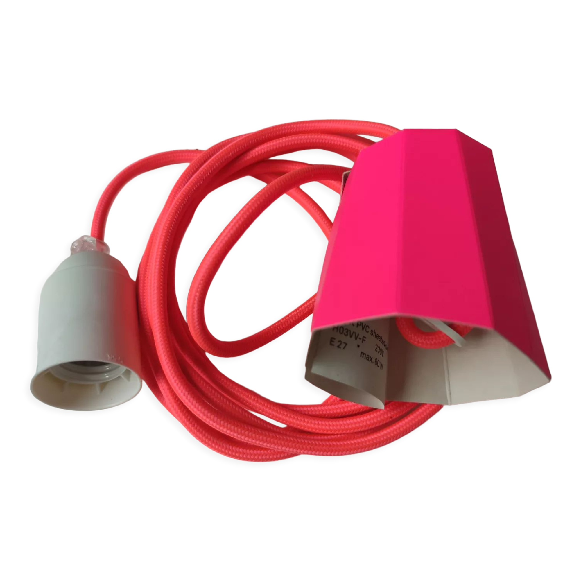 Neon pink pendant lamp